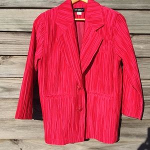 Hot pink crinkle blazer